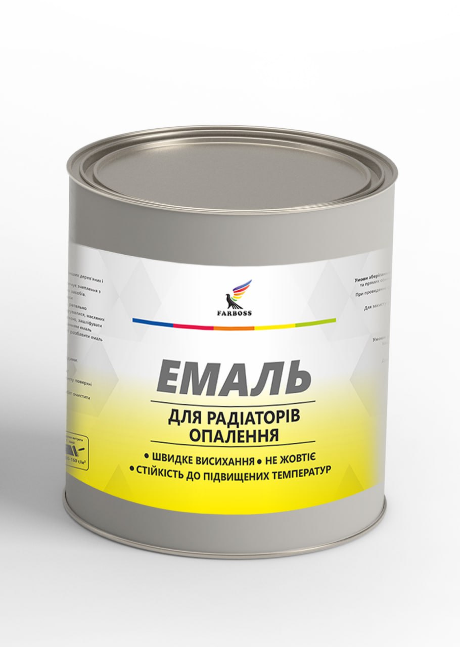 Емаль акрилова для радіаторів FARBOSS, білий глянець, 2,5 л